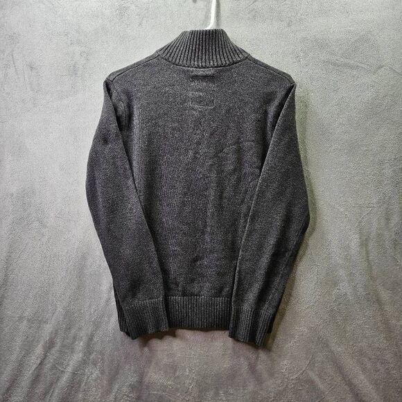 American Eagle Sweater Mens Sz M Gray Knit Athletic Fit 1/4 Zip Button Pullover - Picture 8 of 9